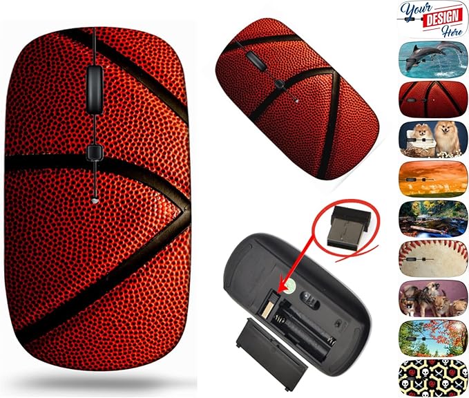 maizi Wireless Mouse for PC MacBook Computer Laptop (BYADAUa2GA_Basketball Closeup_148)