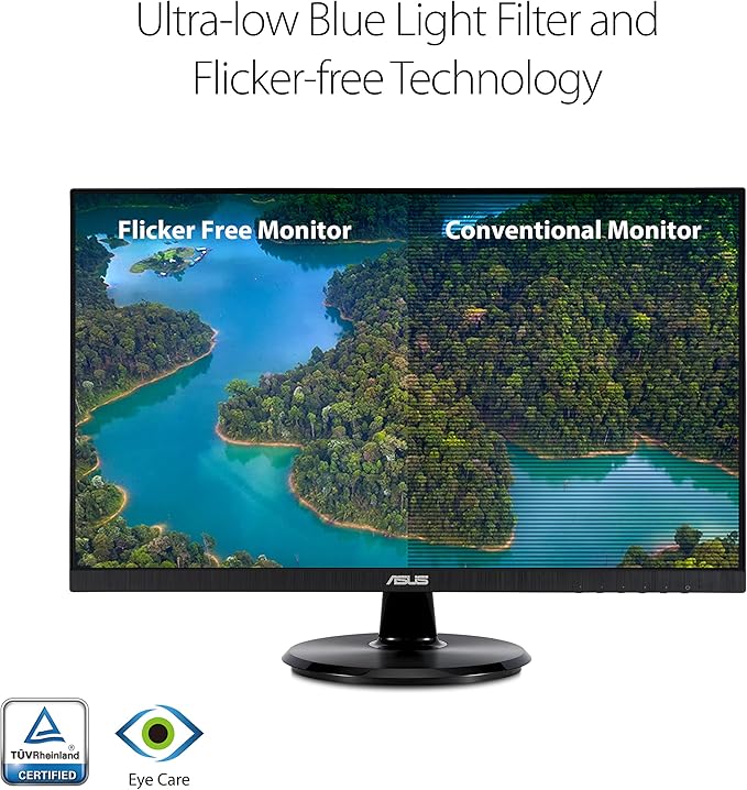 ASUS 23.8” 1080P Monitor (VA24DCP) - Full HD IPS 75Hz USB-C 65W Power Delivery Speakers Adaptive-Sync/FreeSync Low Blue Light Flicker Free VESA Mountable Frameless HDMI