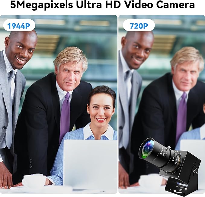 5Megepixels USB Camera 1944P 30fps Color Industrial Telephoto Webcam with CS Mount 5-50mm 10X Manual Zoom Lens PC Computer Camera Plug and Play for Windows Linux Laptop OpenCV