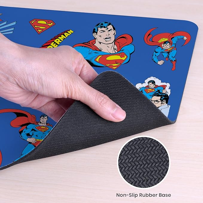 Head Case Designs Officially Licensed Superman DC Comics Sticker Collage Logos and Comic Book 23.62 x 11.81 x 0.12 inches (600 x 300 mm) - L Gaming Office Desk PC Keyboard Mouse Mat Pad
