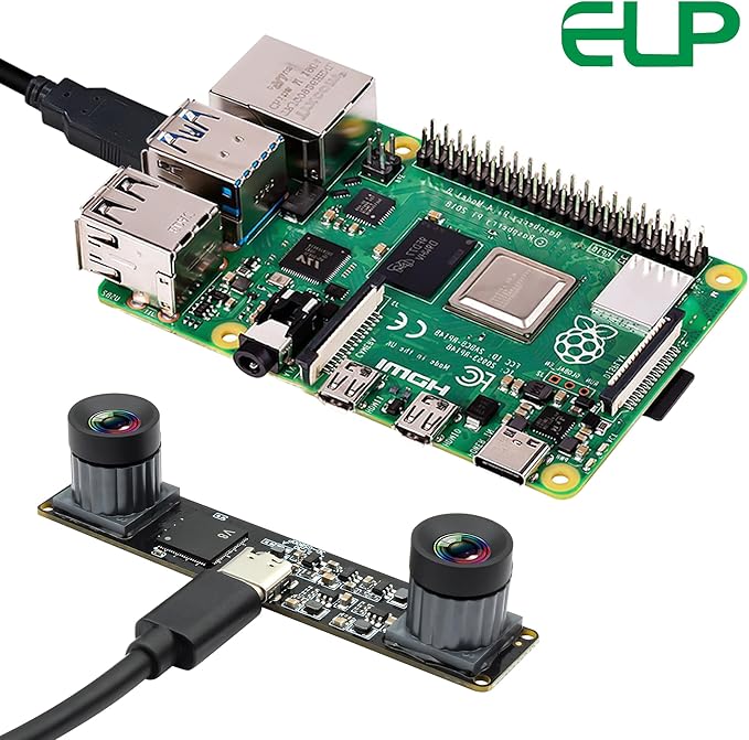 ELP 210fps Monochrome Global Shutter USB Camera Module - Dual Lens Synchronization B/W Web for PC 800P 120fps Lightburn USB2.0 OmniVision OV9281 Binocular (83 No Distortion Lens)