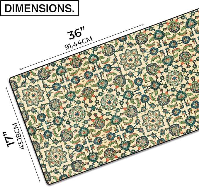 MPCO. Original Large Gaming Desk Mat – 36 x 17 Aeroglyde Arabic Textiles Emerald-Garden Full Desk Mouse Pad for Smooth Precision – Non-Slip Washable Extra-Large PC Mouse Pad for Gaming Sessions