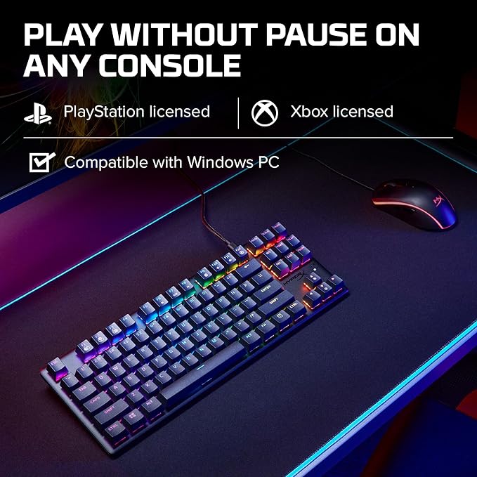 HyperX Alloy Origins Core - Tenkeyless Mechanical Gaming Keyboard Software Controlled Light &amp Macro Customization Compact Form Factor RGB LED Backlit Tactile HyperX Aqua SwitchBlack