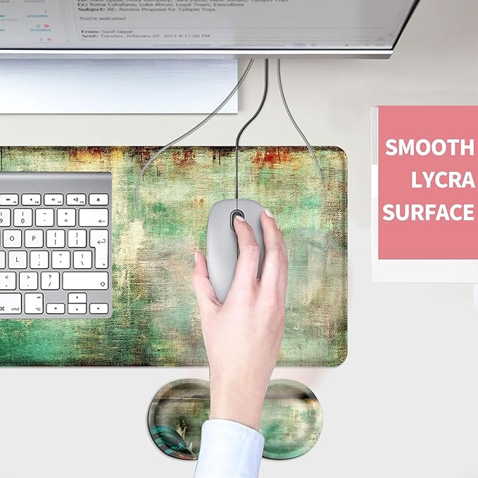 Mouse PadLarge Desk Mat Set 4in1 XL Mousepad + Keyboard Wrist Rest+Mouse Wrist Rest+Coaster with Ergonomic Desk Pad for Home Office Table Computer Cover -Flower Crown Rooster