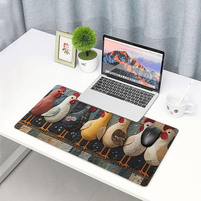 Chicken Desk Cover MatExtended Large Mouse PadComputer Laptop Mat Desk Decor for Office Game Home 30x16 Inch