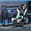 XOOFMASS Massage RGB Gaming Chair with Speakers Ergonomic Swivel Office Computer Chair with Footrest Adjustable Height and Armrest PU Leather Video Game Chair Recliner for AdultsWhite