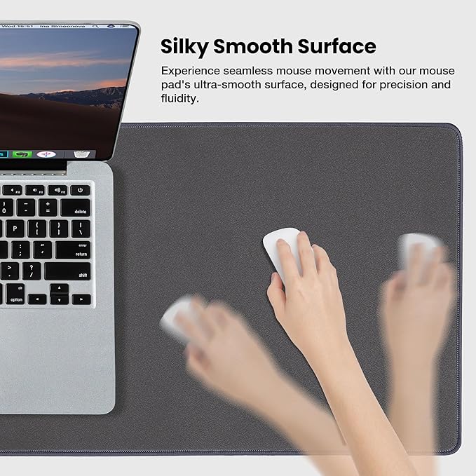 ALOANES Waterproof Mouse Pad with Durable Stitched Edge XXXL Gaming Keyboard Pad Non-Slip Rubber Base Mouse Mat Extended Desk pad for Gamer Office &amp Home Dark Gray Mousepad 35.4x 15.7x 0.12