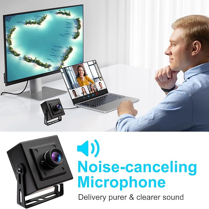 1080P USB Camera 30fps Video Webcam with Wide Angle &amp No Distortion H.264 Low Light Correction Built-in Mic Metal Case for PC/Mac/Android/Linux