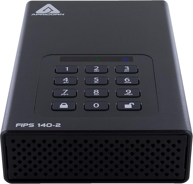 Apricorn Aegis Padlock DT 2TB USB 3.0/USB 2.0 External Hard Drive Black