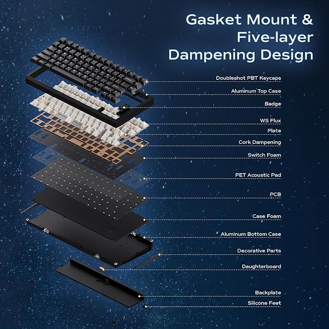 Mechanical Keyboard Chilkey Slice75 HE Gaming Keyboard Wired 75% Hall Effect Magnetic Aluminum Keyboard with WS Flux HE Clacky Switch Rapid Trigger 8K Polling Per-Key RGB Custom PC/Mac Support
