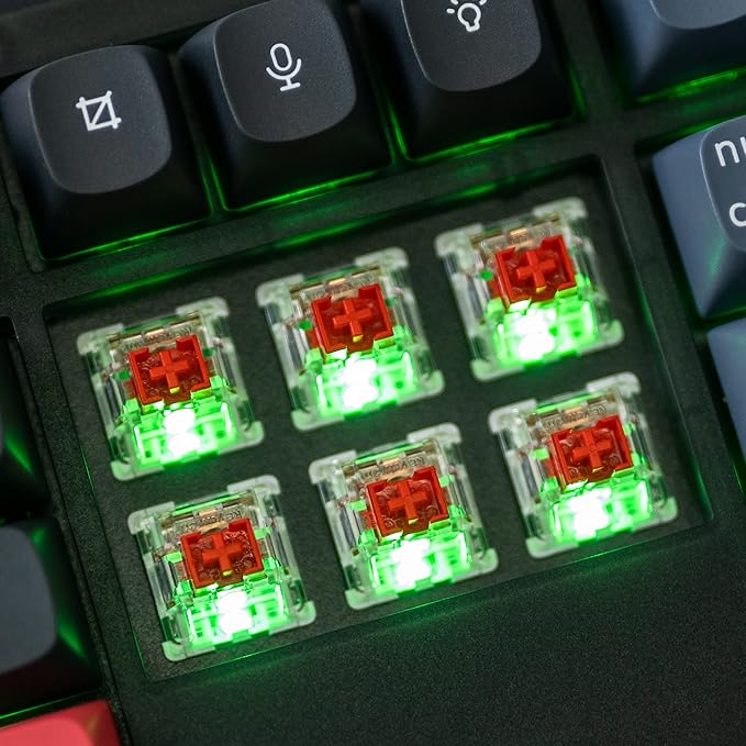 Keychron V6 Wired Custom Mechanical Keyboard Full-Size QMK/VIA Programmable Macro with Hot-swappable Keychron K Pro Red Switch Compatible with Mac Windows Linux (Frosted Black-Translucent)