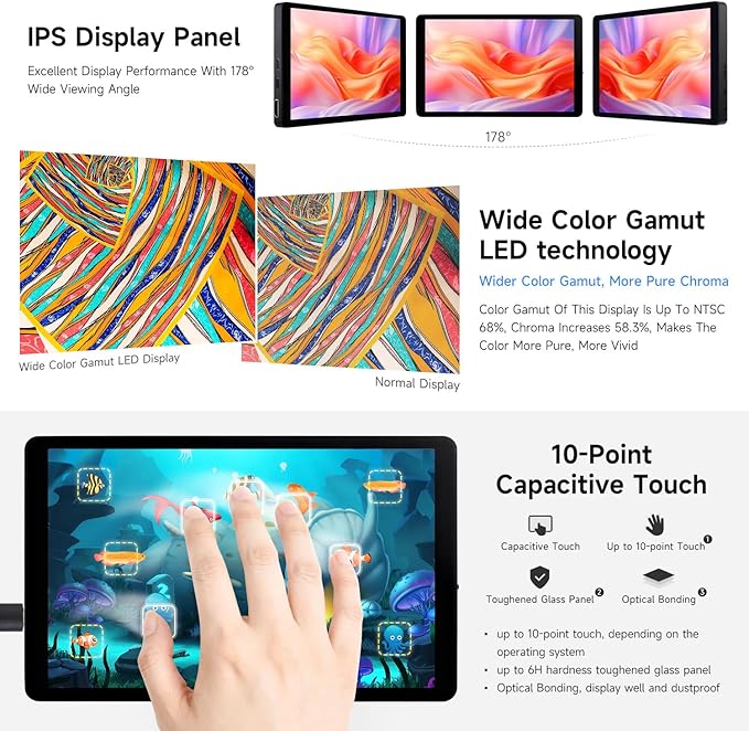waveshare 7inch Capacitive Touch Display1280×800 Resolution Compatible with Raspberry Pi 5/4B/3B/Zero/Zero W/Zero 2W/Pico/Pico Supports Jetson Nano/RDK X3/VisionFive2/Windows/Smartphone