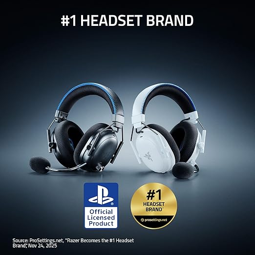 Razer BlackShark V3 Pro Wireless ANC Gaming Headset for PS5: Full Band Mic - 50mm Drivers - 2.4 GHz Bluetooth 3.5mm - Works with PC Mac Nintendo Switch Smartphone - Long Battery Life - White