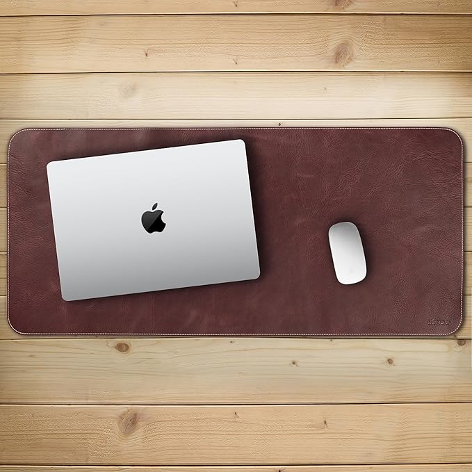 Londo Top Grain Leather Extended Mouse Pad – Large Desk Mat for Office &amp Gaming Smooth Writing Surface Non-Slip Base Durable &amp Stylish Workspace Accessory