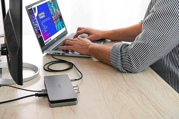 Acer USB Type-C Gen 1 Dock | 2 x HDMI 2.0 Ports | 1 x Display Port | 3 x USB 3.1 Gen1 Ports | Ethernet | Power Delivery – 85W | SD Card Reader Up to 2TB | Requires One USB 3.1 Type-C on Computer