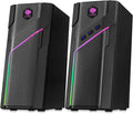 RGB Computer Speakers with Bluetooth 5.1 2.0 USB Powered Desktop Speakers with 21 RGB Light Modes Touch Control 3.5mm AUX Stereo Sound and Heavy Bass for PC Gaming and Office
