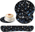 Bxgolkgd Ergonomic Gel Mouse Wrist Rest Pad and Keyboard Pad SetAnti-Slip PU Bottom Easy Typing and Relieve Wrist Pain with Cute Coaster Set (3-Butterfly)