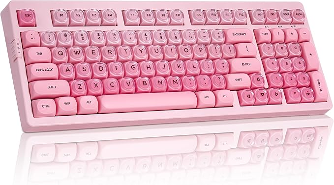 ZORNHER ZH980 Foundation Mechanical Keyboard95% Pink Creamy Keyboard with Number PadCute Jelly MOA Profile KeycapsCreamy Sounding Linear SwitchesHot-SwappableRGB Backlit