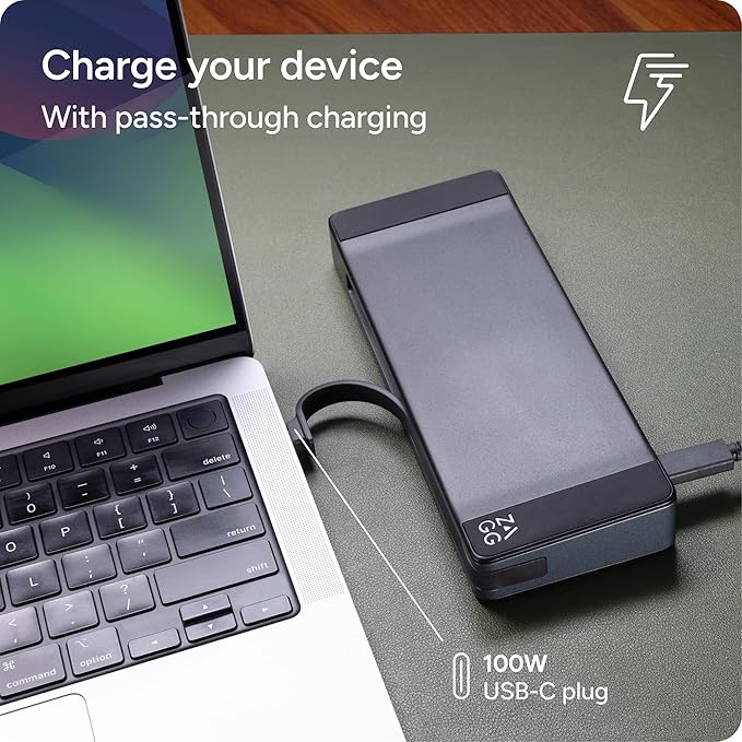 ZAGG 9-Port Hub – 2 USB-C 2 HDMI (4K 60Hz) 1 USB-A (10Gbps) Ethernet Audio Jack SD &amp MicroSD Card Readers - Multi-Device Connectivity for iPadOS ChromeOS Android Windows