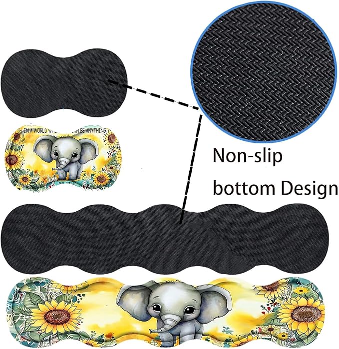 Keyboard Mouse Pad SetLarge Desk Pad+Keyboard Wrist Rest+Mouse Pad Wrist Support+CoasterEasy Typing Pain Relief Non-Slip Mousepad Wrist Support Mousepad Set Home OfficeSunflower Elephant