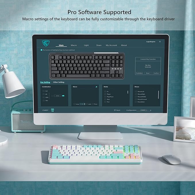 75% Keyboard Wireless Gaming Keyboard 3-Modes Creamy Mechanical Keyboard Hot-Swap with Pre-lubed Linear Switch for PC/Tablet/PS/Xbox (White)