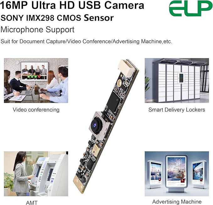 Webcamera_usb 16mp Autofocus USB Camera Module with Microphone for Computer Mini Lightburn Camera Micro USB Security PC Camera CCTV Video Laser Engraver Webcam Board (68degree no distortion lens)