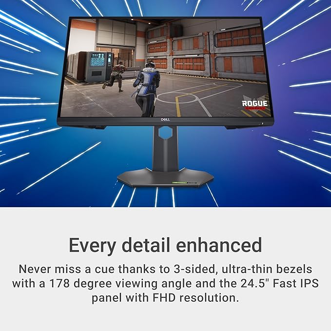 Dell G2524H Gaming Monitor - 24.5-inch FHD (1920x1080) 280Hz 0.5Ms Display AMD FreeSync+NVIDIA G-SYNC Adaptive Sync Technology Height/Pivot/Swivel/Tilt Adjustability - Black (Renewed)