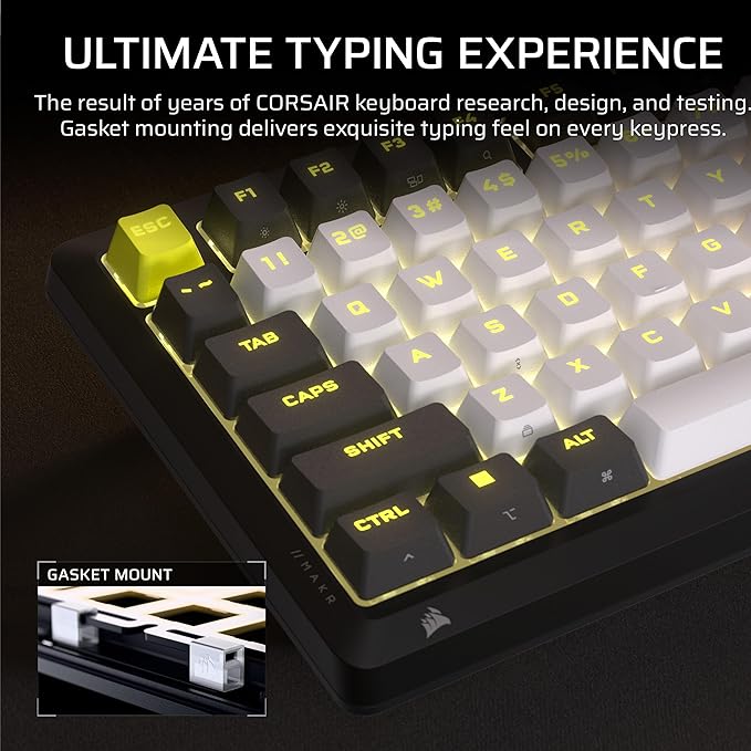 Corsair MAKR PRO 75 Hall Effect DIY Wired Magnetic Mechanical Gaming Keyboard – 75% Layout MGX Hyperdrive Switches Dual Actuation Rapid Trigger FlashTap SOCD 8000Hz US Layout – Black