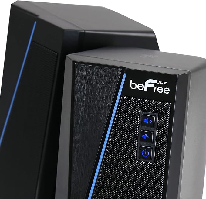 beFree Sound 2.0 Computer Gaming Speakers with LED RGB Lights Black