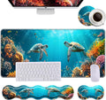 Keyboard Wrist Rest+Mouse Wrist Pad+Desk Pad SetMemory Foam Ergonomic Easy Typing Pain Relief for Computer Laptop Office Home - Cute Turtle