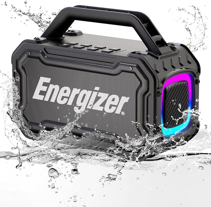 Energizer 100W Portable Wireless Bluetooth Speaker | 24-Hour Playtime | IPX6 Waterproof | Outdoor Ready | LED Light Show | TWS Pairing | Perfect for Outdoor Party Beach Camping Travel Garage