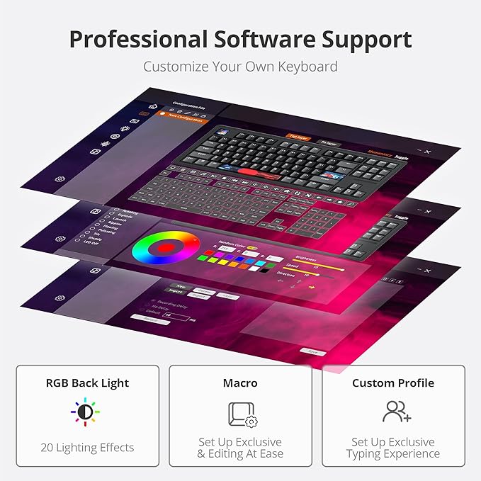 Owpkeenthy 75% Gasket Mounted Mechanical Gaming Keyboard Hot Swappable Wired 87 Keys South-Facing RGB Keyboard with Quiet Linear White Switch Cherry Keycaps for Win mac (Black)