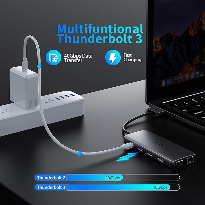 MacBook Pro Docking Station Dual Monitor HDMI Adapter12 in 1 USB C Adapters for MacBook Pro Air Mac HDMI Dock Dongle Dual USB C to DualHDMI VGA Ethernet AUX 4USB SD/TF100W PD