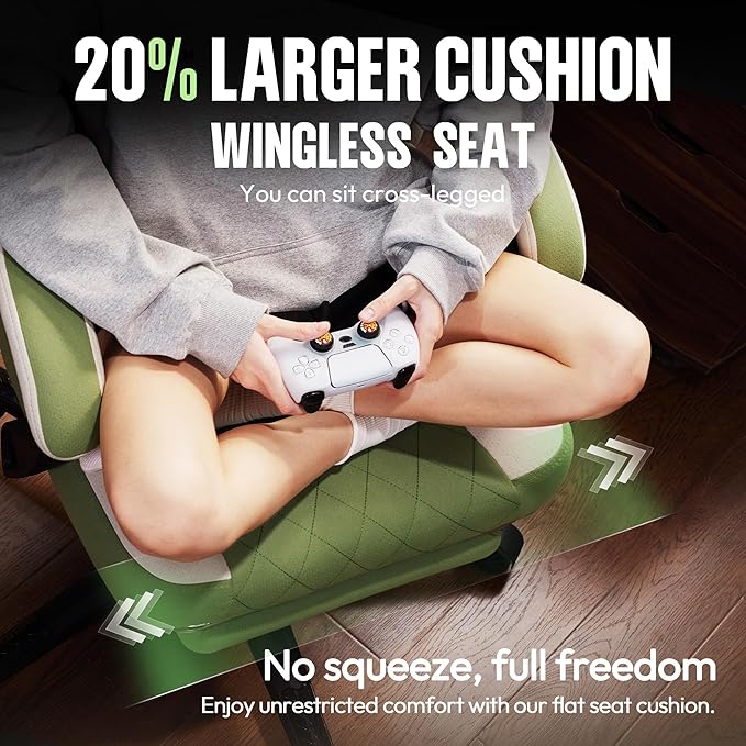 Dowinx Gaming Chair Fabric with Pocket Spring Cushion High Back Ergonomic Computer Chair with Footrest for Adults Massage Lumbar Support Swivel Game Chair for Office Gaming 300LBS Green