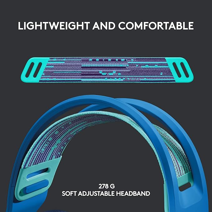 Logitech G733 Lightspeed Wireless Gaming Headset with Suspension Headband LIGHTSYNC RGB Blue VO!CE mic Technology and PRO-G Audio Drivers - Blue
