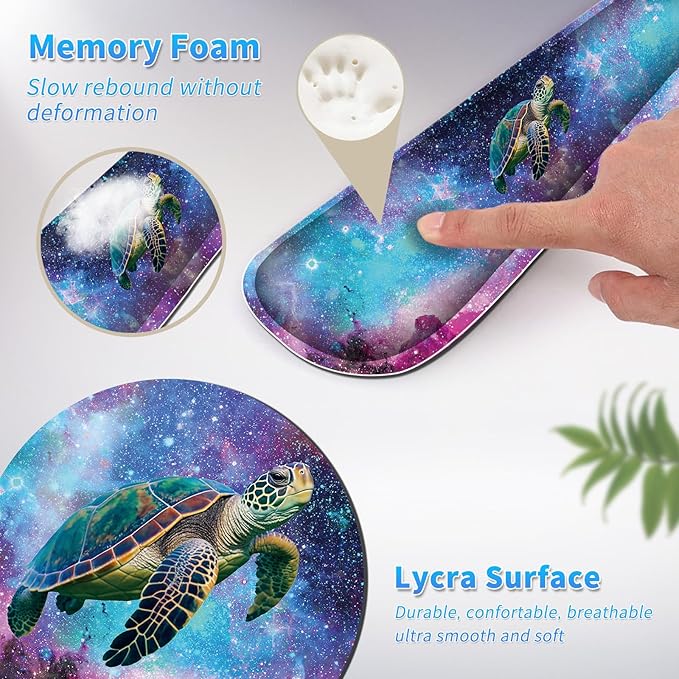 Keyboard Wrist Rest &amp Mouse Pad &amp Mouse Wrist Rest Support &amp Coaster Non Slip Rubber Base Wrist Support with Ergonomic Raised Memory Foam for Computer Laptop Home Office Turtle