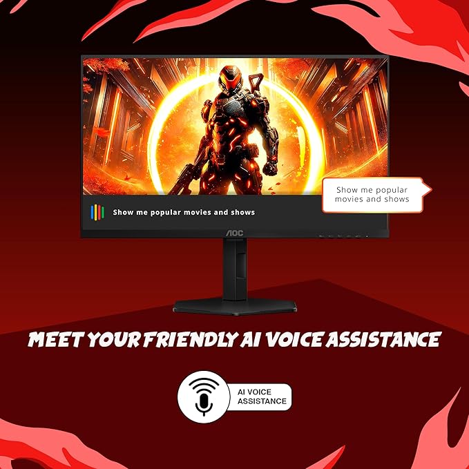 AOC Gaming Q27G4XY 27 Smart Gaming Monitor - QHD 2560x1440 180Hz VA Panel Google Smart OS USB-C 65W PD AMD FreeSync G-SYNC Compatible Built in Speakers