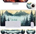 Keyboard Wrist Rest+Mouse Wrist Pad+Desk Pad SetMemory Foam Ergonomic Easy Typing Pain Relief for Computer Laptop Office Home - Mountain Stream