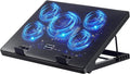 Kootek Laptop Cooling Pad Laptop Cooler with 5 Quiet Fans for 12-17 Computer PC Notebook Gaming Laptop Fan Height Adjustable Laptop Cooling Stand Laptop Accessories Blue