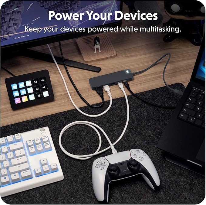 HyperDrive Flex 5-Port USB C Hub Multiport Adapter for Crisp Visuals Fast Transfers Charging — HDMI 4K30Hz 100W Power Delivery 5Gbps 2X USB-A — Windows Chrome Mac (Black)