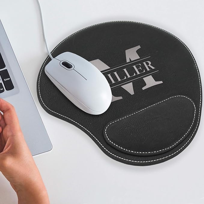 My Personal Memories Custom Engraved and Personalized Mouse Pad with Wrist Rest Desk Accessories (Black with Silver)