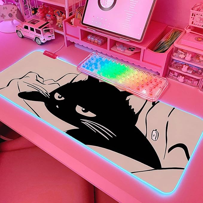 JMIYAV Pink RGB Gaming Mouse Pad 31.5x12 Inch PC XL Large Extended Glowing Led Light Up Desk Pad Non-Slip Rubber Base Computer Cute Mousepad Mat Desk Accessories Gaming Setup 815