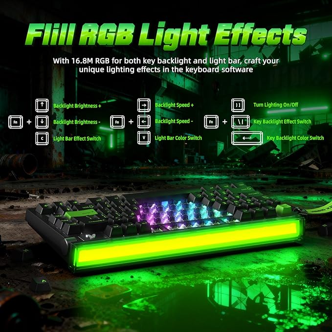 ATTACK SHARK R85 HE 75% Magnetic Wired Gaming Keyboard8KHz Polling Rate Rapid Trigger0.005mm RT Precision256K Scan RateCustom Hot-SwappableWeb Driver PC Keyboard for Gamer/Win/MacNeon Green