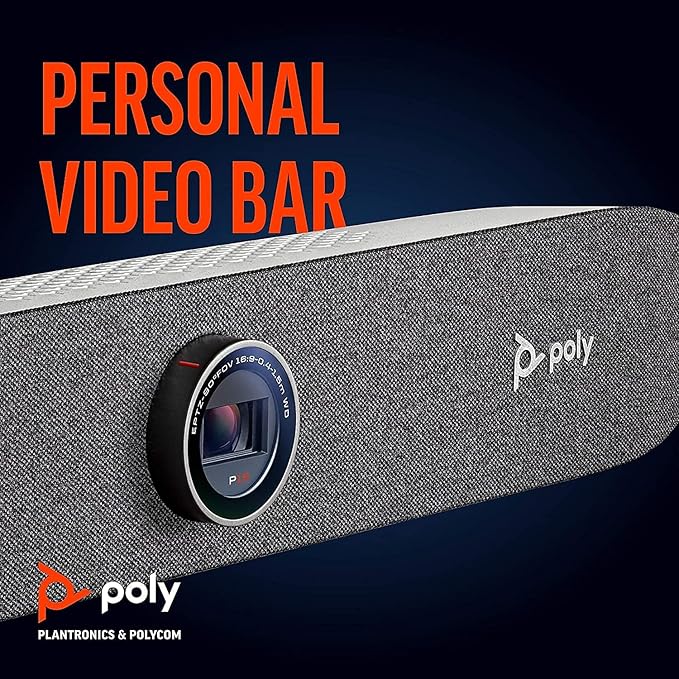 Poly Studio P15 Personal Video Bar (Plantronics + Polycom) - 4K Video Quality - Camera Microphones &amp Speaker Solution with Premium Audio &amp Video - Certified for Zoom and Teams