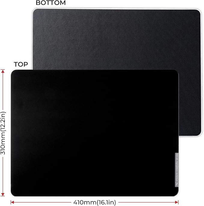 XVX Black Glass Mousepad 4.0 Hard Mouse Pad for Gaming Ultra-Smooth Micro-Etched Surface Mouse Mat with Non-Slip Rubber Base(410mm*310mm)