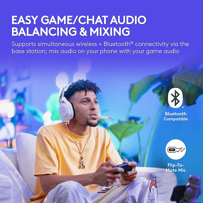 Logitech G Astro A50 X Multi-Platform Wireless Gaming Headset + Base Station for PS5/Xbox/PC: PLAYSYNC Video &amp Audio Switcher HDMI 2.1 4K 120Hz VRR &lt24bit/48kHz 24hr Battery 2.4GHz &amp BT