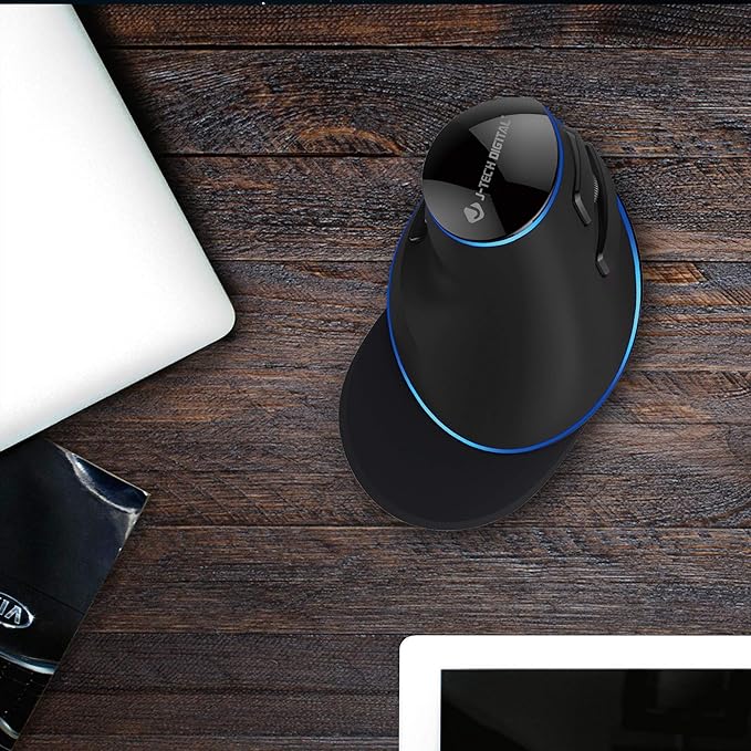 J-Tech Digital Wired Ergonomic Vertical USB Mouse with Adjustable Sensitivity (600/1000/1600 DPI) Scroll Endurance Removable Palm Rest &amp Thumb Buttons [V628]