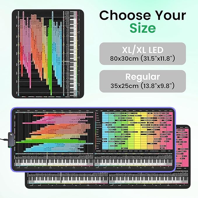 Instrument Frequency EQ Cheat Sheet Mousepad – 80×30cm (31.5x11.8) &amp 35×25cm (13.8x9.8) – Studio Desk Mat for Music Producers DJs &amp Engineers – LED Version Available