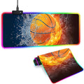 XL RGB Gaming Mouse Pad with 14 Light Modes - Light Up Gamer Mouse Pad31.5 x 11.8in Non-Slip Basketball Style Led Large Gamer Mousepad Black Long Glowing Gaming Accessories for Desk Waterproof