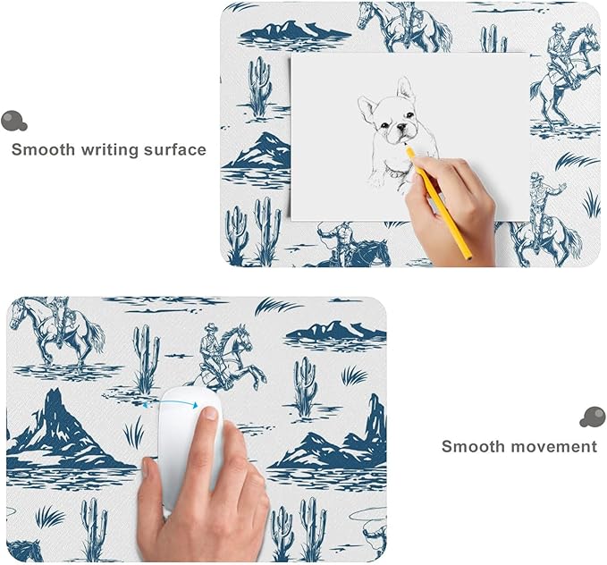Western Cowboys Vintage Computer Mouse Mat Desk Pad Large Mouse Pad Keyboard Non-Slip Desk Mats for Work Game Home Office 35.4 x 15.7 inch